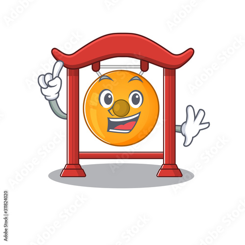 One Finger chinese gong Scroll in mascot cartoon character style