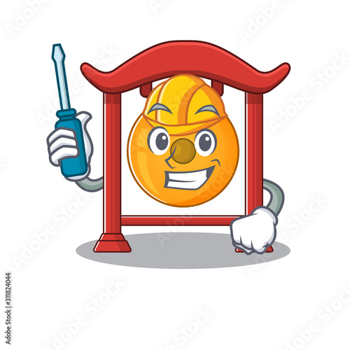 Smart automotive chinese gong Scroll presented in cartoon character design