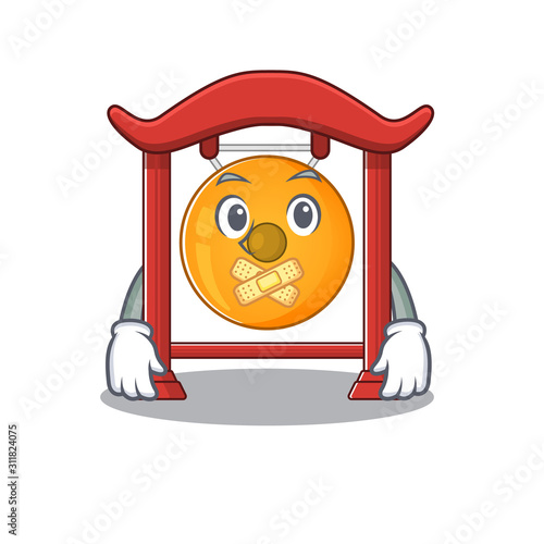 Chinese gong Scroll mascot cartoon character design on silent gesture