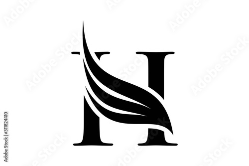 Initial letter H logo and wings symbol. Wings design element,  initial Letter H logo Icon, Initial Logo Template