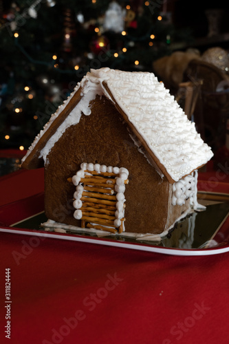 gingerbread house in white