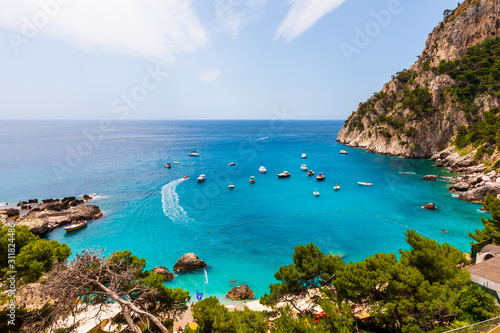 Beautiful view of Bay of Marina Piccola in Capri, Italy