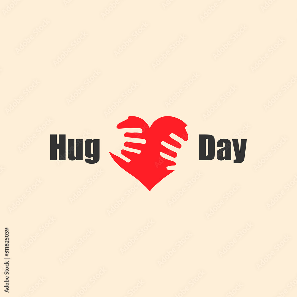 Obraz premium International Hug Day greeting card. Modern minimalistic design. 