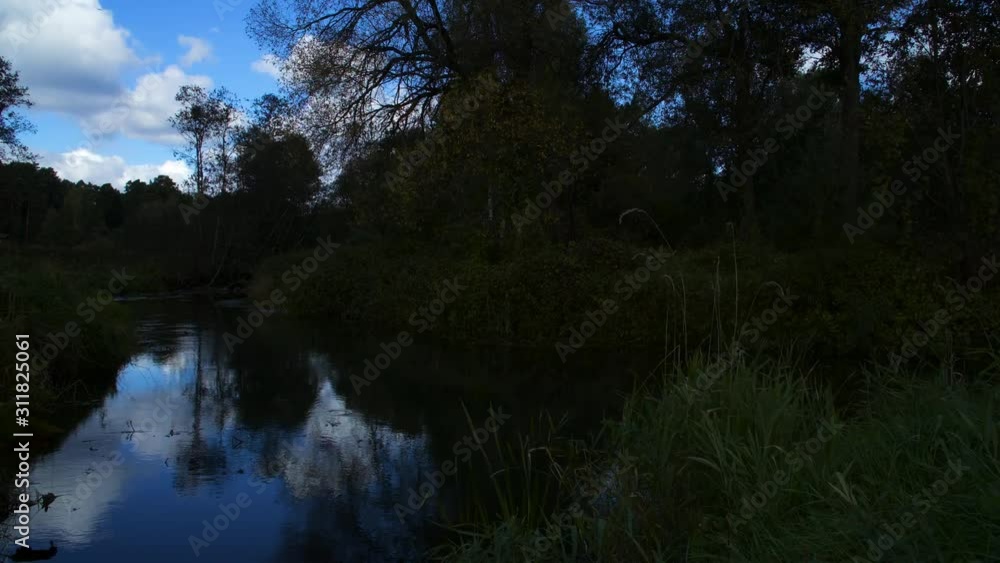 Timelapse of Clouds Passing Reflected on Pond in Woods Timelapse of Clouds Passing Reflected on Pond in Woods