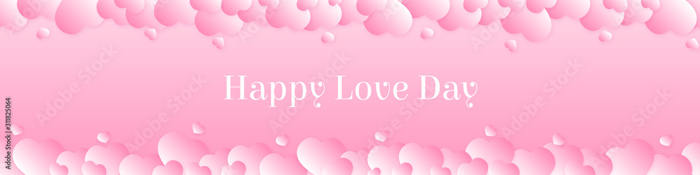 Valentine love day background for presentation design. Frame with heart decoration in white background.
