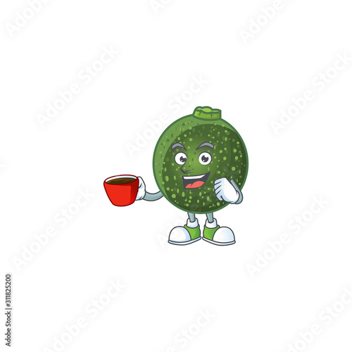Picture of gem squash character with a cup of coffee