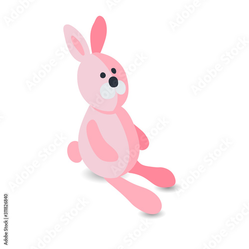 Cartoon pink rabbit vector icon isolated on the white © TasiPas