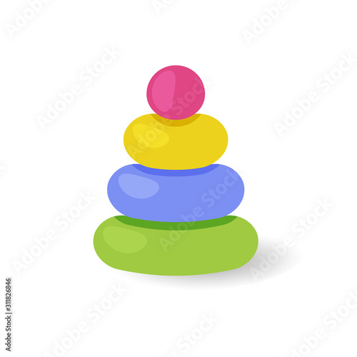 Kids toy pyramid vector icon isolated on white