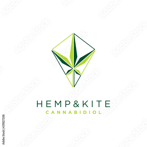 Hemp Marijuana Cannabis Leaf in Diamond Kite form logo design