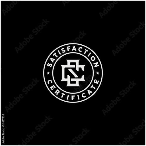 Initials Monogram Letter SC CS Vintage Retro Stamp Label logo design