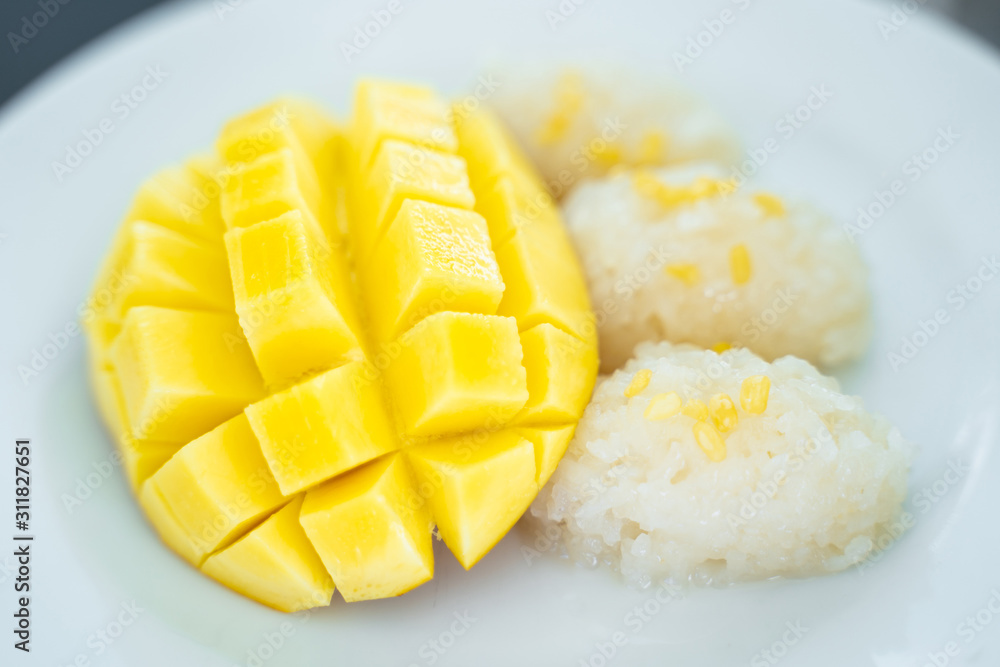 Mango sticky rice Thai dessert, Mango sticky rice Thai dessert,