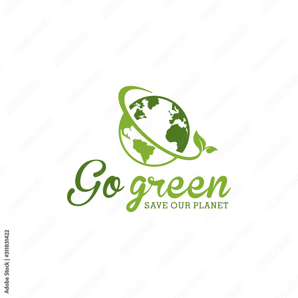 Go green save our planet in an isolated white background Stock Vector ...