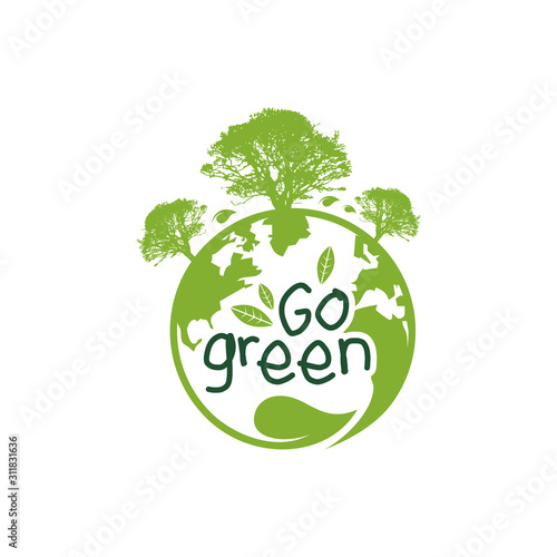 Go green  save our planet  in an isolated white background