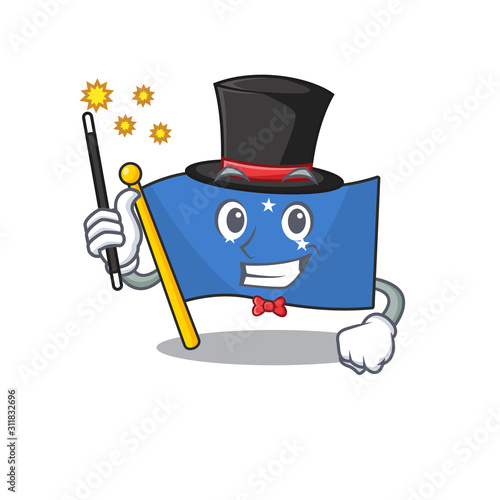 Mascot of flag micronesia Scroll performance as a Magician style