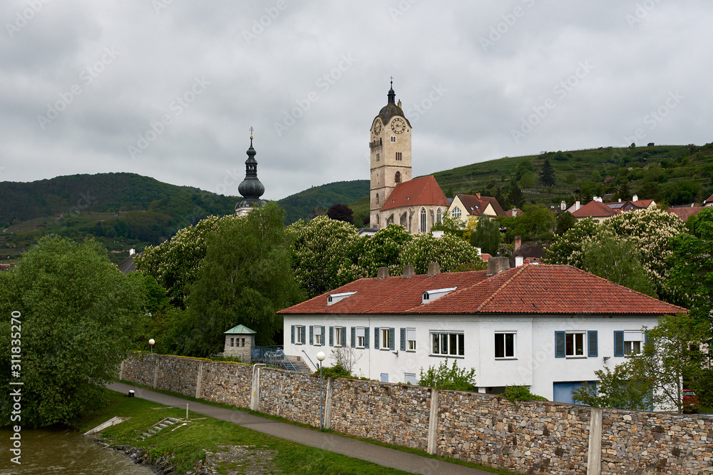 skyline of krems austria from the docks along the danube skyline of krems austria from the docks along the danube
