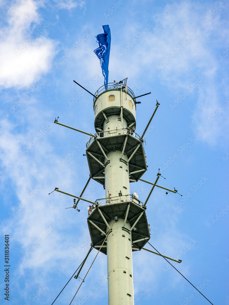 Obninsk, Russia - July 2019: Obninsk meteorological mast VMM-310 Obninsk, Russia - July 2019: Obninsk meteorological mast VMM-310
