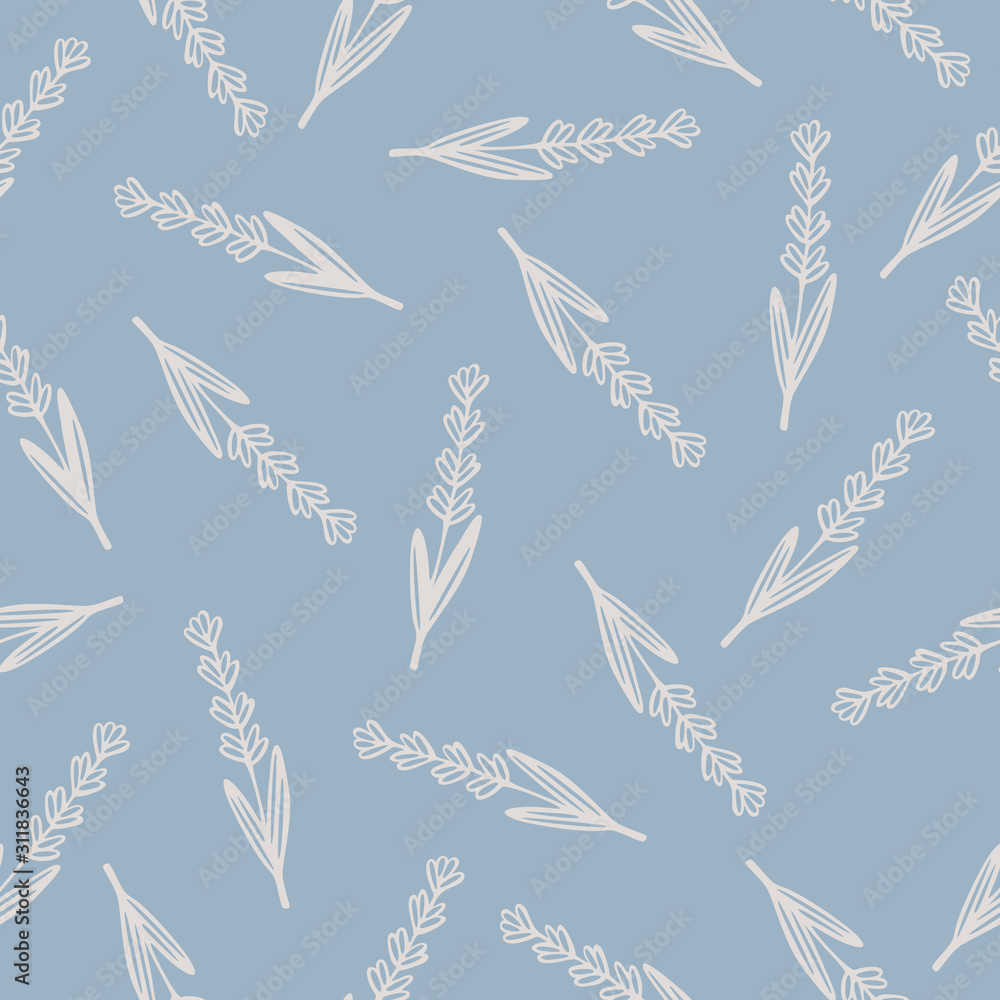 Seamless background with hand-drawn floral pattern. Lavender. It can be used for decoration of textile, paper and other surfaces. Seamless background with hand-drawn floral pattern. Lavender. It can be used for decoration of textile, paper and other surfaces.