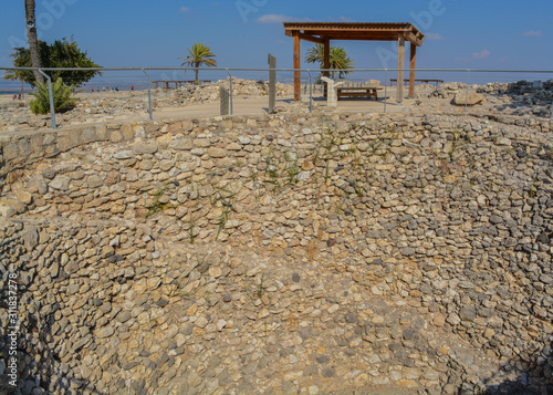 Public grain silo during the time of King Jeroboam. At Tel Megiddo National Park, World Heritage Site. City of Megiddo, Israel. photo