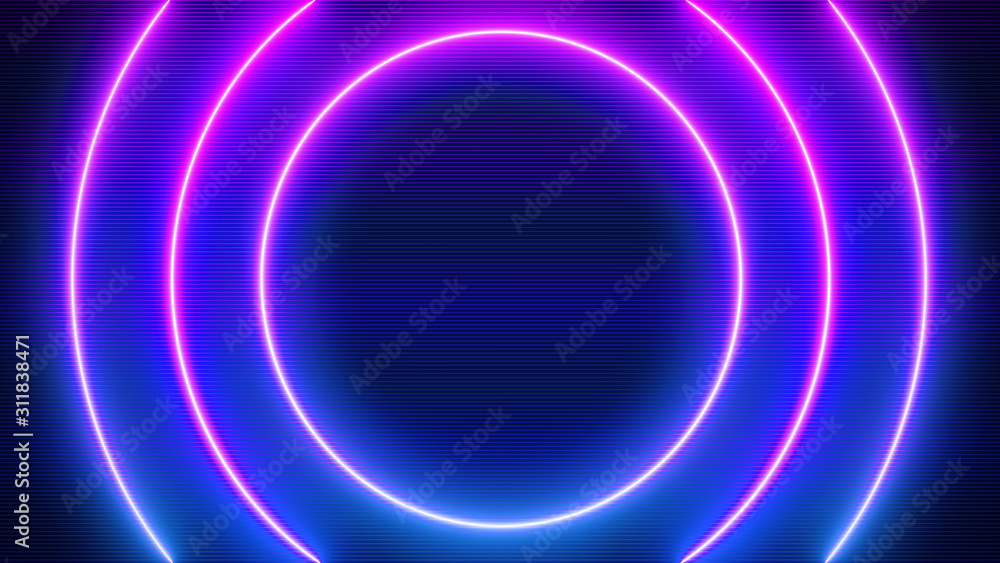 Abstract Retro Sci-Fi Neon bright lens flare colored on black background. Laser show colorful design for banners advertising technologies. Retro style of the 80s Abstract Retro Sci-Fi Neon bright lens flare colored on black background. Laser show colorful design for banners advertising technologies. Retro style of the 80s