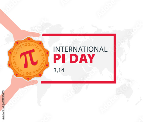 Happy Pi Day! Celebrate Pi Day. Baked Pie with Pi Symbol. March 14. 