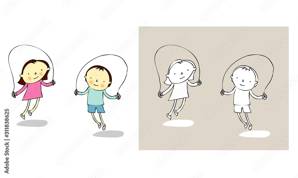 Children skipping rope.
