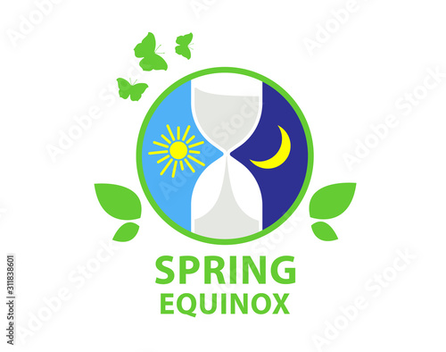 Day of spring equinox and autumn equinox. Day and Night background. Design concept.