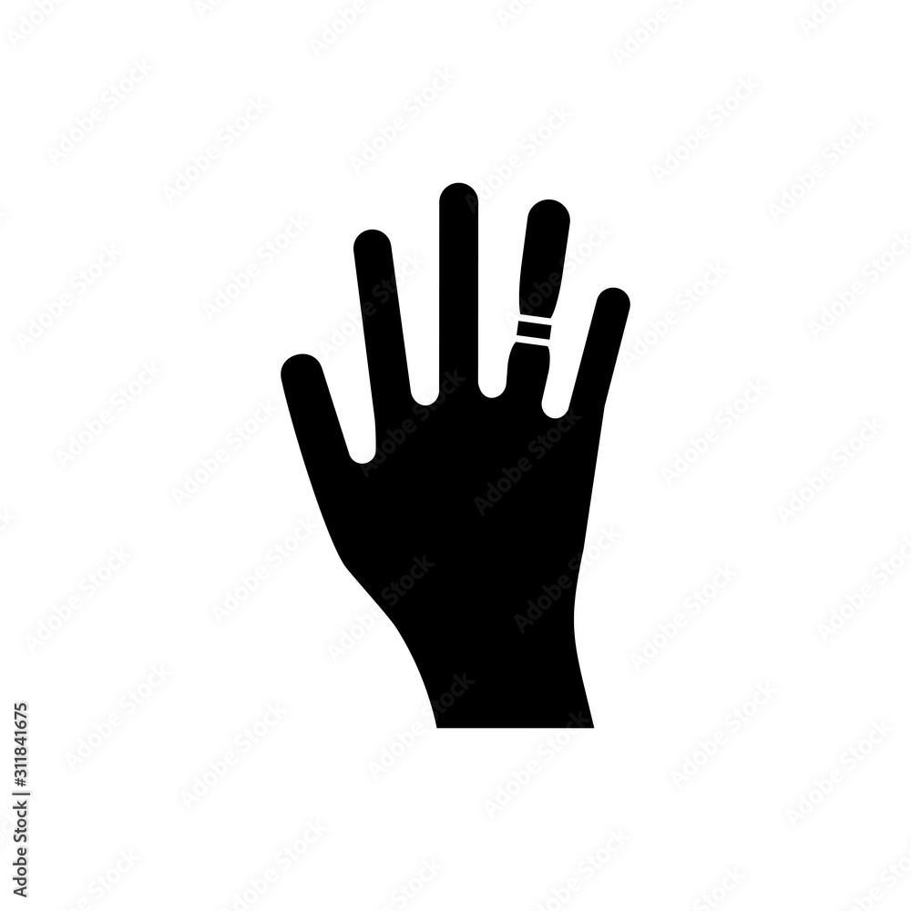 Swelling glyph icon. Weight gain. Swollen finger. Bloating on arm. Hand inflation. Joint trauma. Predmenstrual syndrome symptom. Silhouette symbol. Negative space. Vector isolated illustration Swelling glyph icon. Weight gain. Swollen finger. Bloating on arm. Hand inflation. Joint trauma. Predmenstrual syndrome symptom. Silhouette symbol. Negative space. Vector isolated illustration