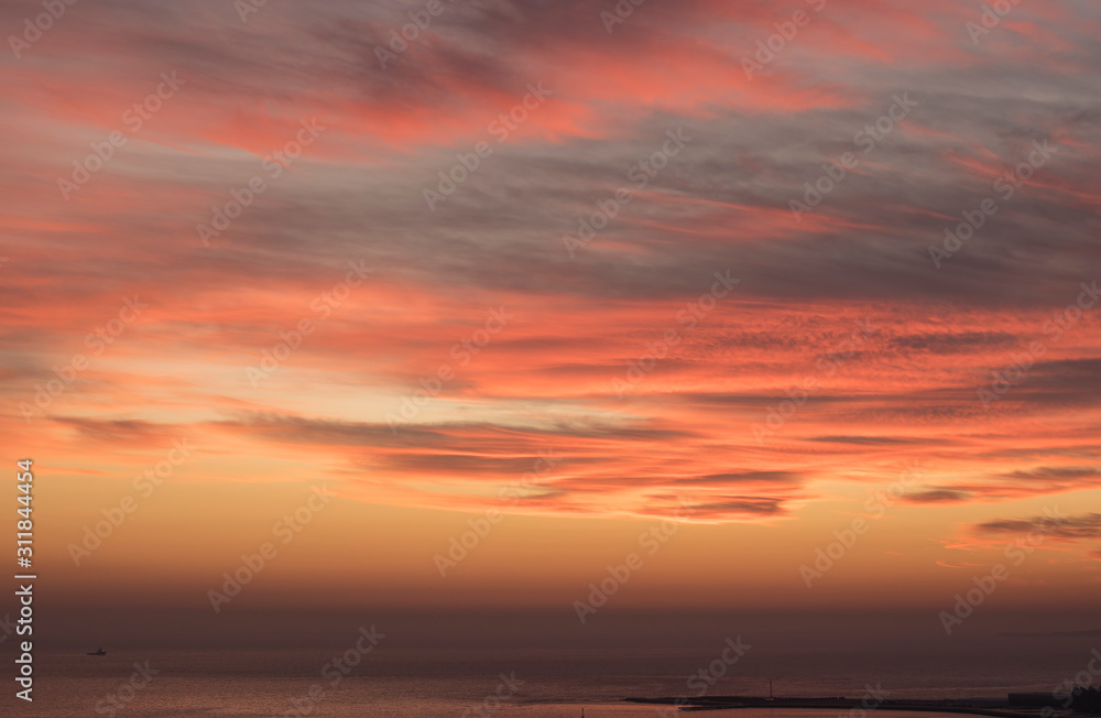 Bloody sunrise over the bay Bloody sunrise over the bay