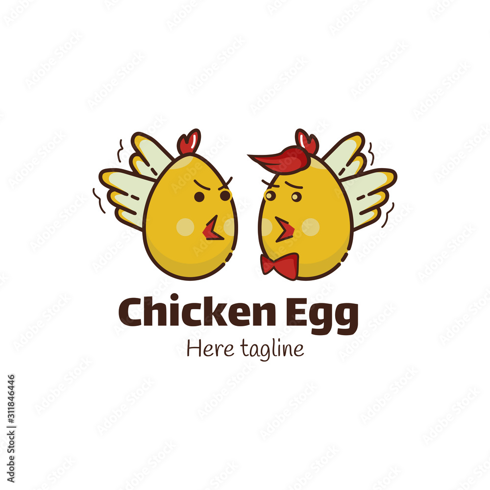 Naklejka premium Two cute chicken eggs for modern fast food logo