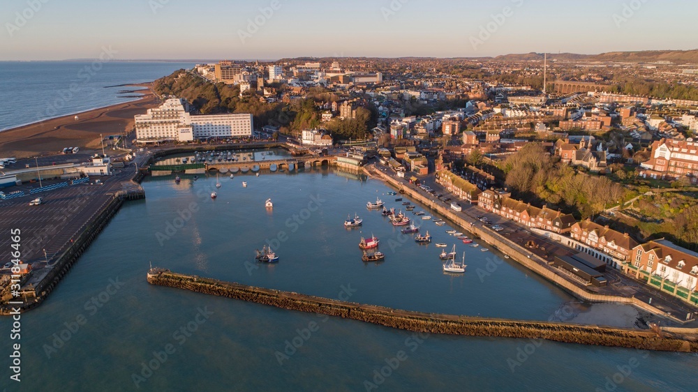 Folkestone Harbour from the air.
