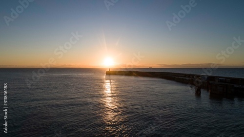 Folkestone's Harbour Arm at sunrise.
