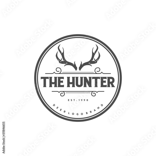 vintage outdoor and hunter logo icon and illustration