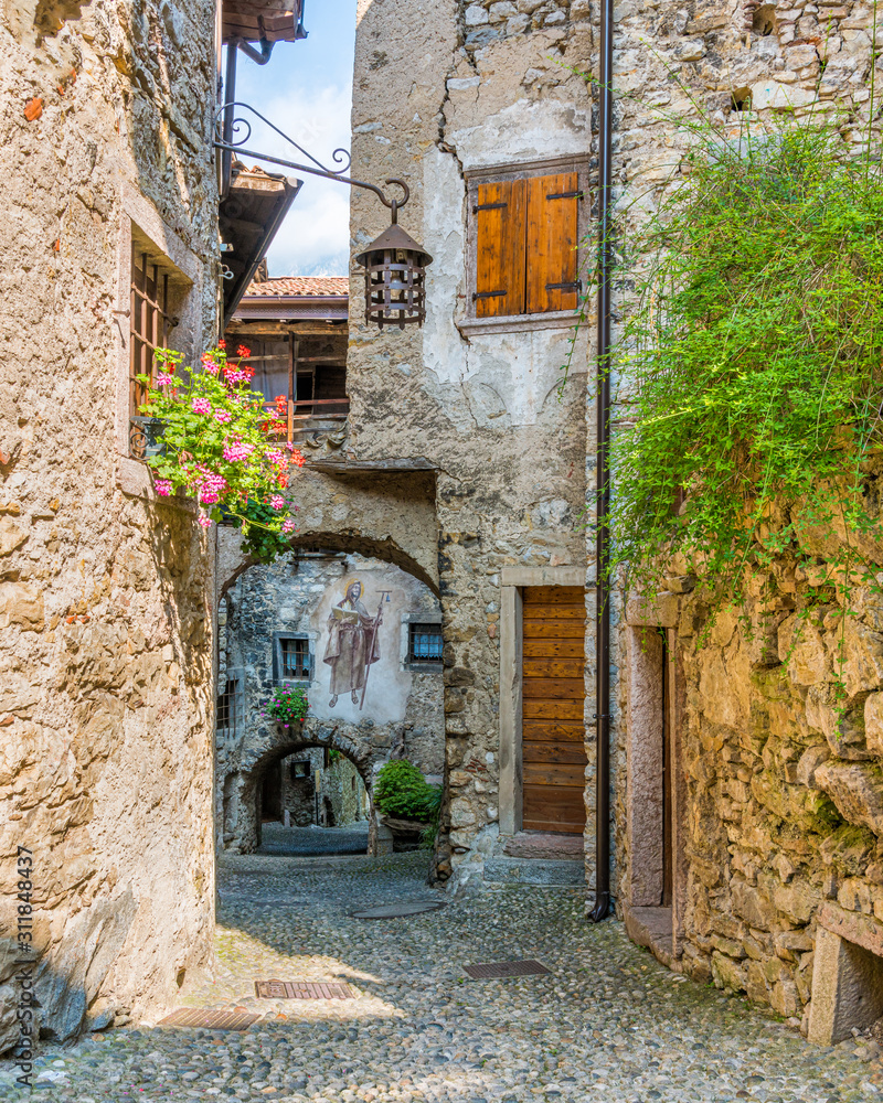 The picturesque village of Canale di Tenno, in the Province of Trento, Trentino Alto Adige, Italy.
