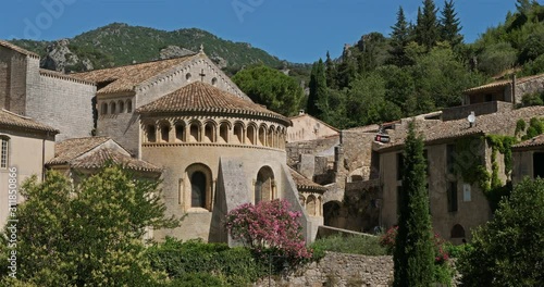 Saint Guillhem le Desert, Herault,Occitanie, France. Abbey of Gellone was designated UNESCO World Heritages sites in 1999 photo