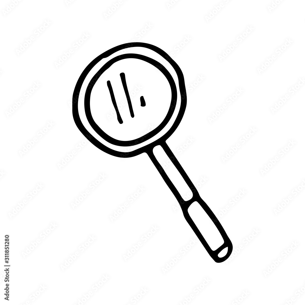 Hand Drawn magnifier doodle icon isolated on white background. vector illustration. Hand Drawn magnifier doodle icon isolated on white background. vector illustration.