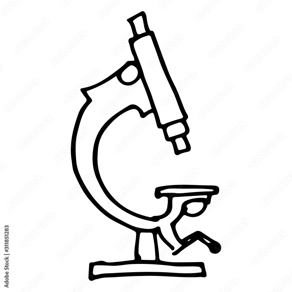 Hand Drawn microscope doodle icon isolated on white background. vector illustration. Hand Drawn microscope doodle icon isolated on white background. vector illustration.