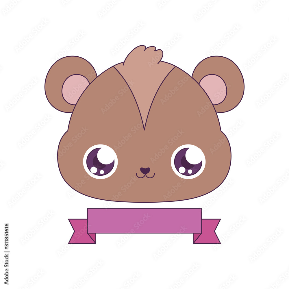 Kawaii bear cartoon and ribbon vector design Kawaii bear cartoon and ribbon vector design