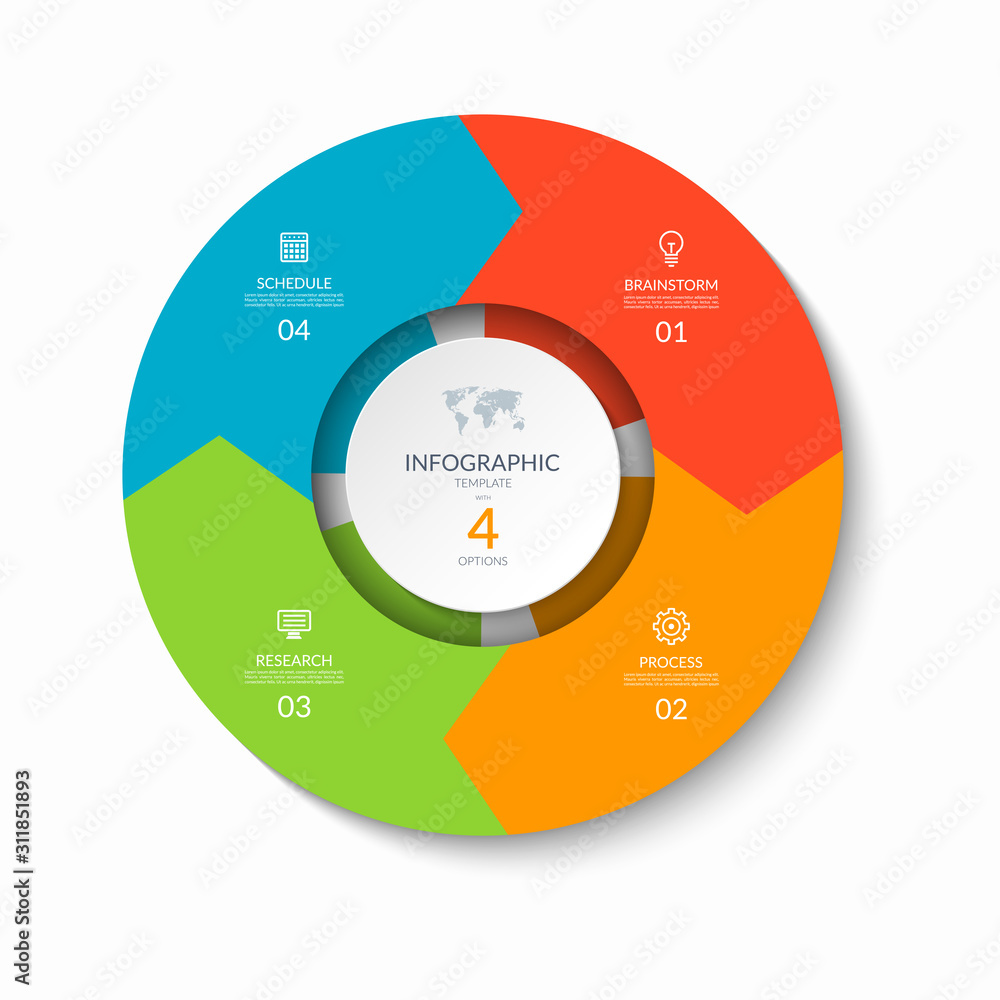 Infographic process chart. Design template with 4 circular arrows ...