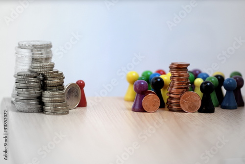 Wall Mural Concept of capitalism inequality with few people owning most of the wealth