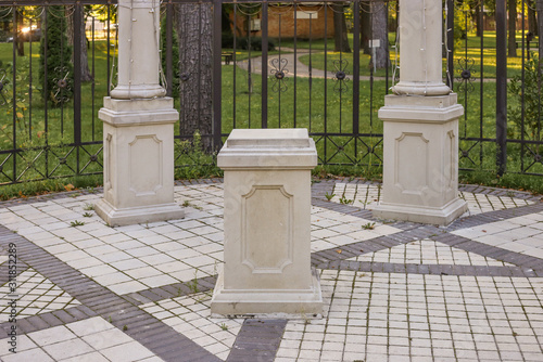 columns in the park with empty space