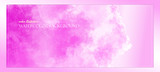 Watercolor template banner. Pink paint splash. Delicate and subtle sun rays. Vector illustration. Ethereal colors. Free copy space. Colorful, textured background. Magenta clouds.