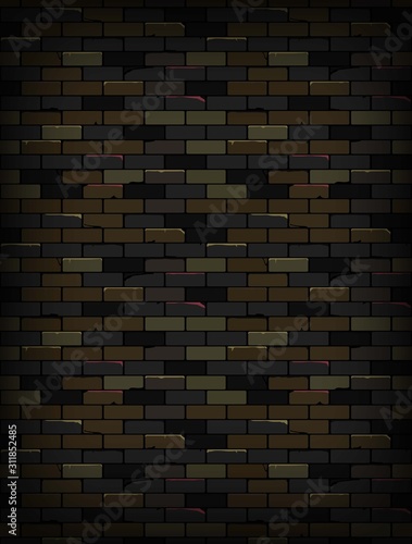 Old dark brick wall texture background.
