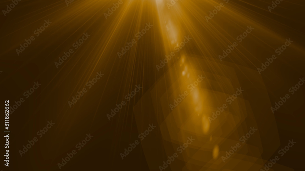 Isolated orange, yellow light rays animation. Shine or sun effect on black screen with bokeh. Dust, dirty lens effect, glitter, shiny, bright, Stock Illustration | Adobe