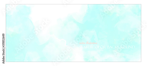 Neo-mint watercolor splash. Green mint background. Banner with free space for your graphics, subtitles. Cyan colors. Vector illustration Delicate and subtle, ethereal.
