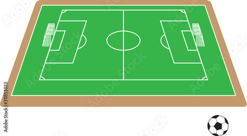 サッカー場とサッカーボール ベクターイラスト