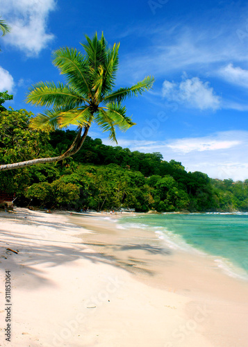Beach at Punta Leona (Costa Rica) with white sands and turquoise waters, Sony DSLR