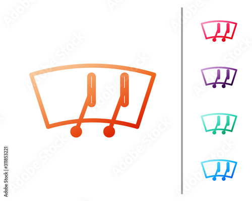 Red line Windscreen wiper icon isolated on white background. Set color icons. Vector Illustration