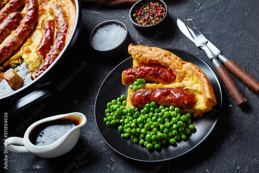 close-up of a portion of Toad in the hole