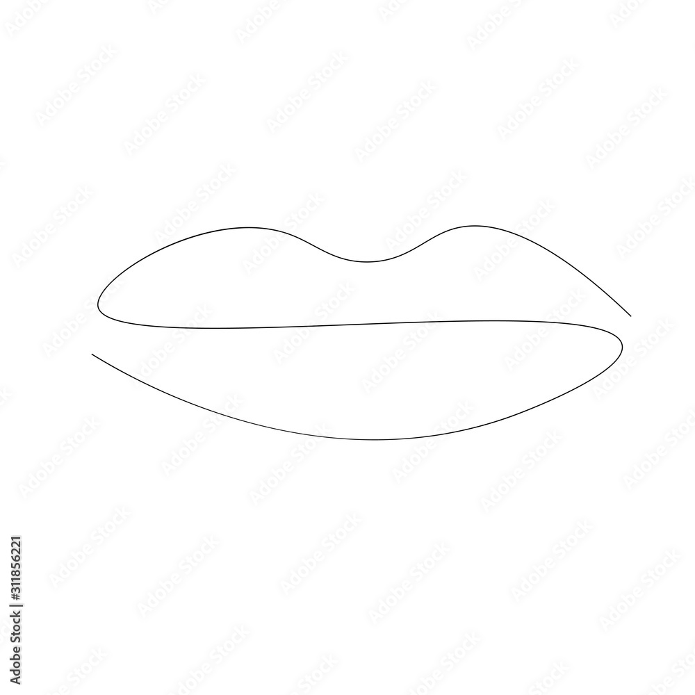 Lips silhouette on white background. Vector illustration Lips silhouette on white background. Vector illustration