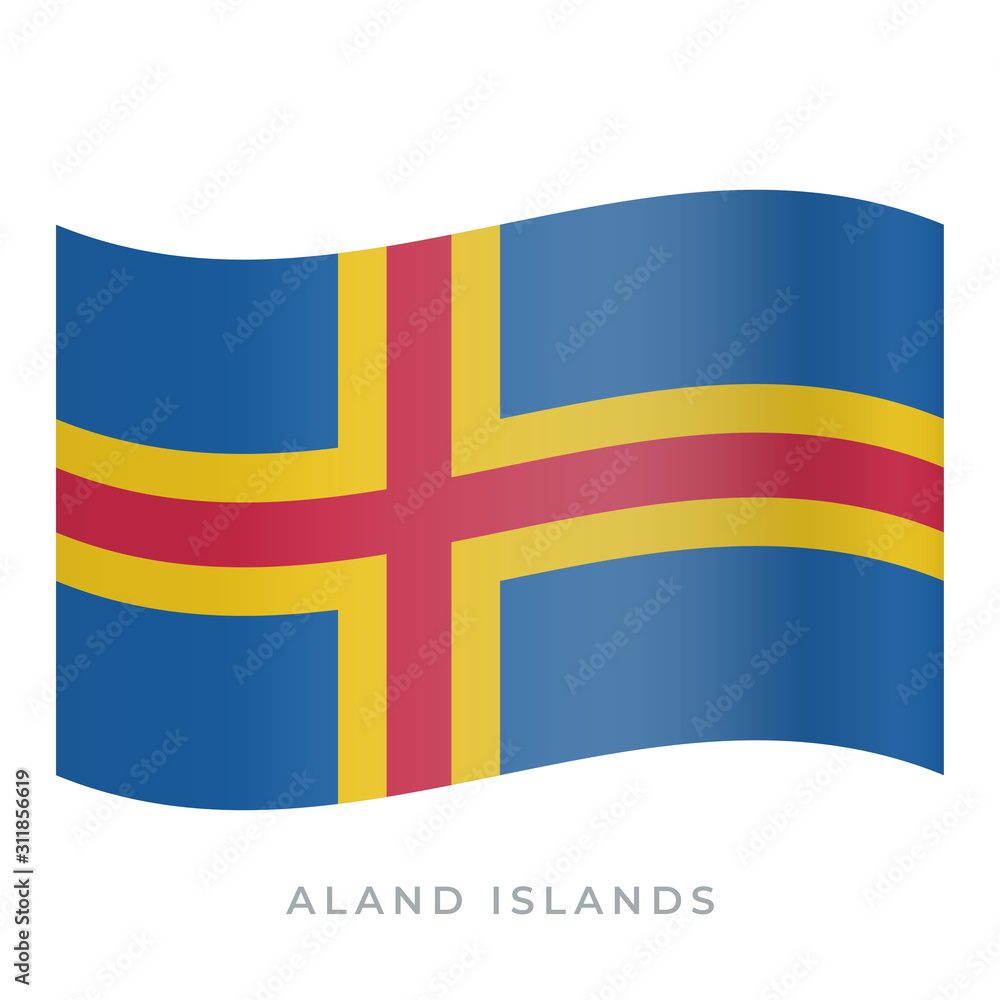 Aland Islands waving flag vector icon. Vector illustration isolated on white. Aland Islands waving flag vector icon. Vector illustration isolated on white.
